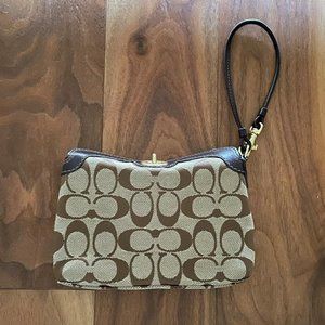 Coach Fold Over Turnkey Brown Wristlet Wallet